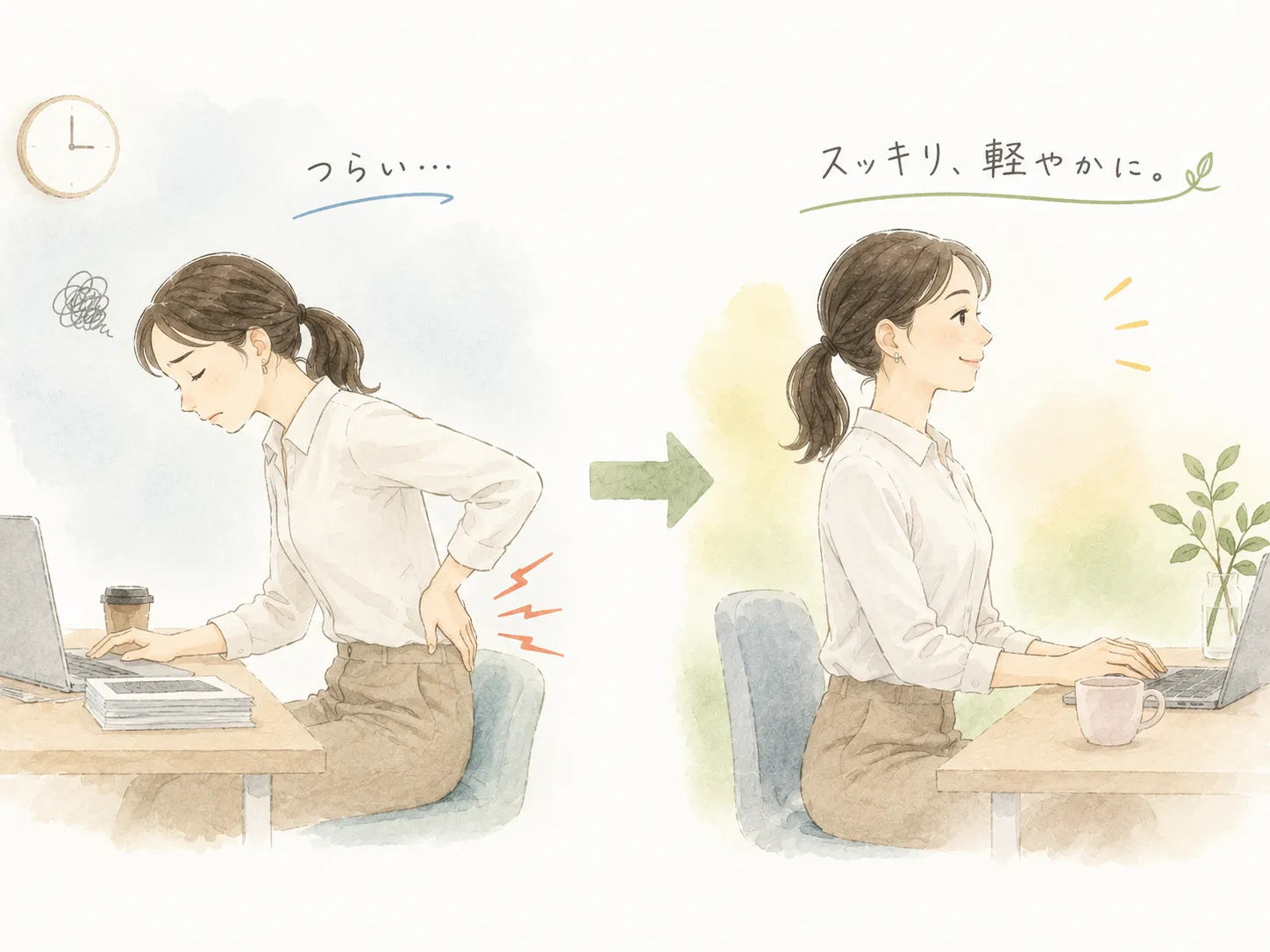 腰痛で仕事にも支障が出ていたOLさんが…